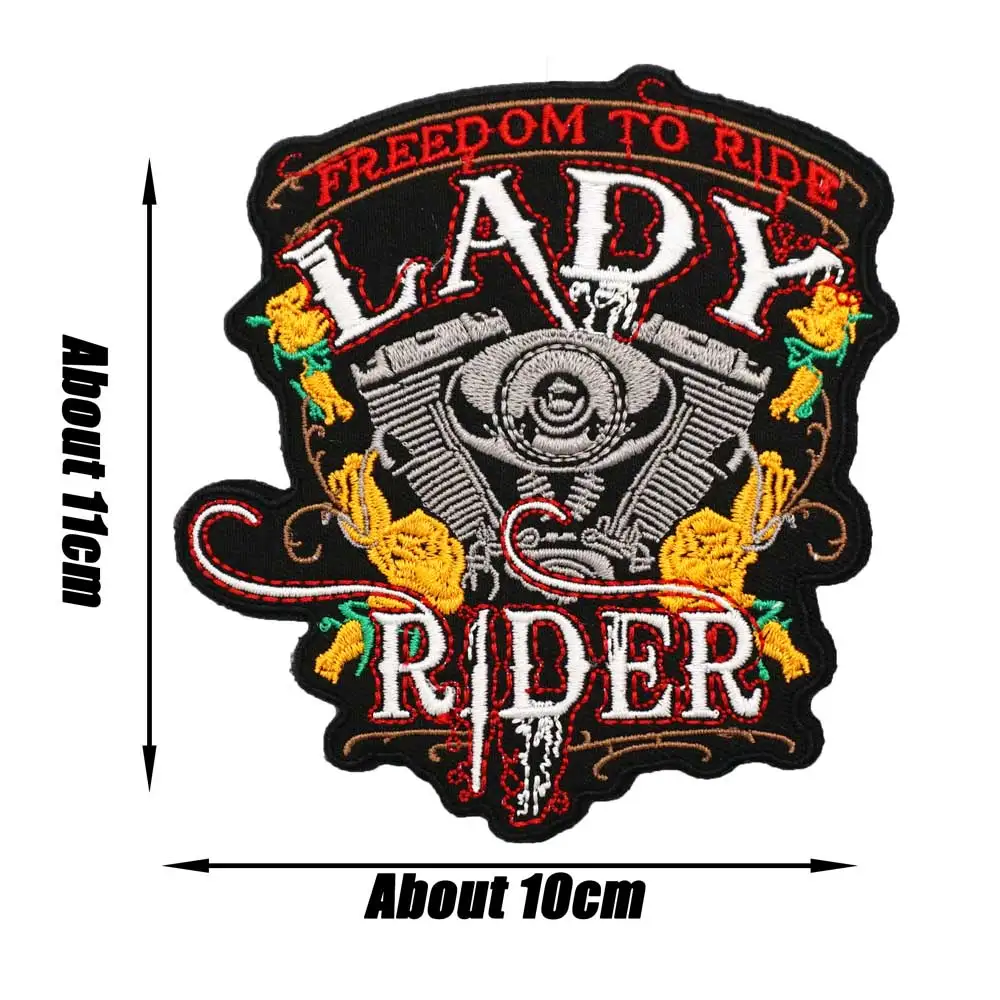 LADY RIDER Embroidered Patch Hook & Loop Sew on Embroidery Military Badge