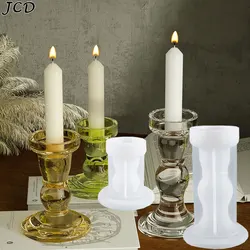JCD DIY Crystal Epoxy Candle Holder Silicone Mould Roman Column Candlestick Silicone Wavy Linear Candle Holder Resin Mould