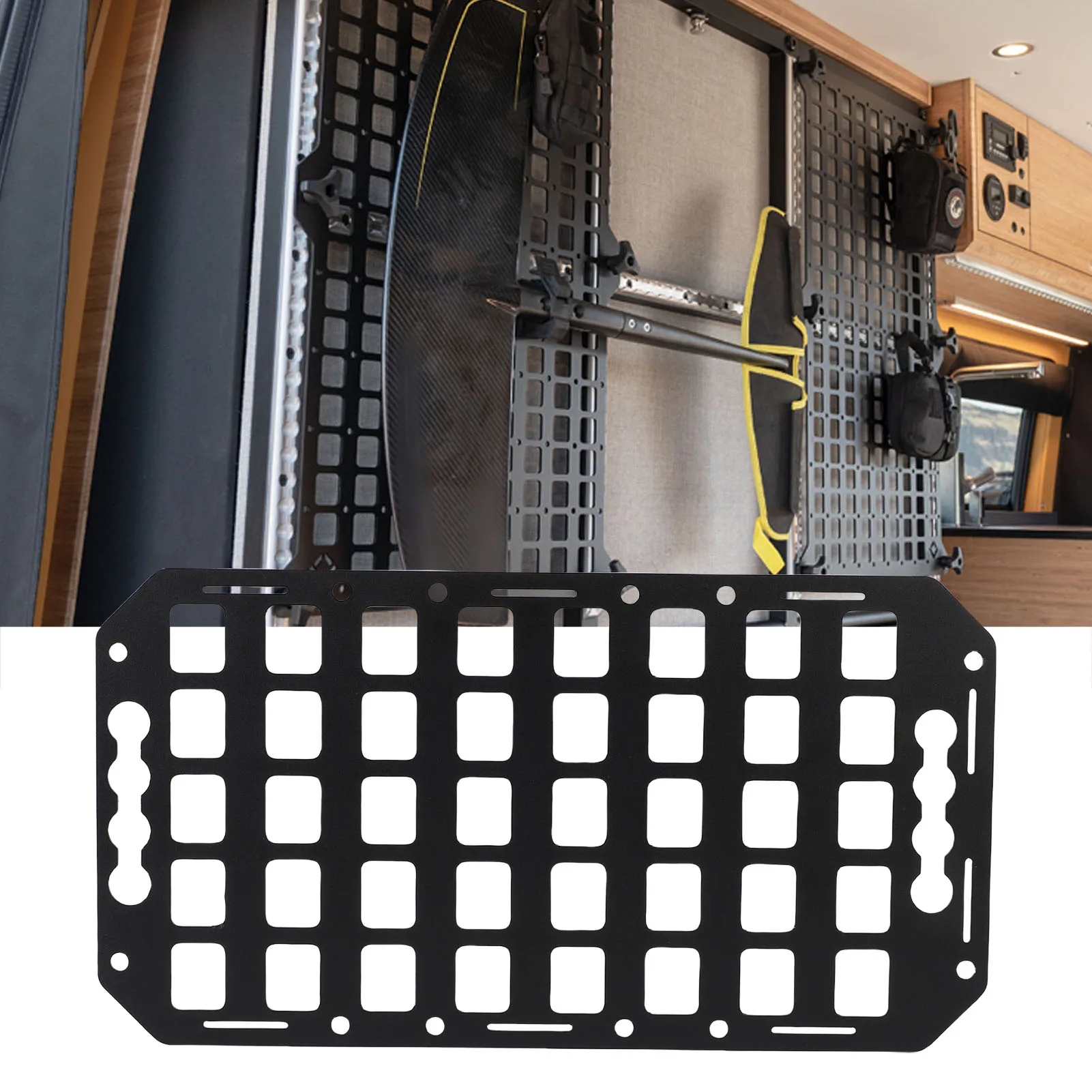 L Track Molle Panel Easy To Remove Truck Bed Molle Panel Aluminum 16.61x8.86x0.08in for Cars SUVs Pickup Van RVs
