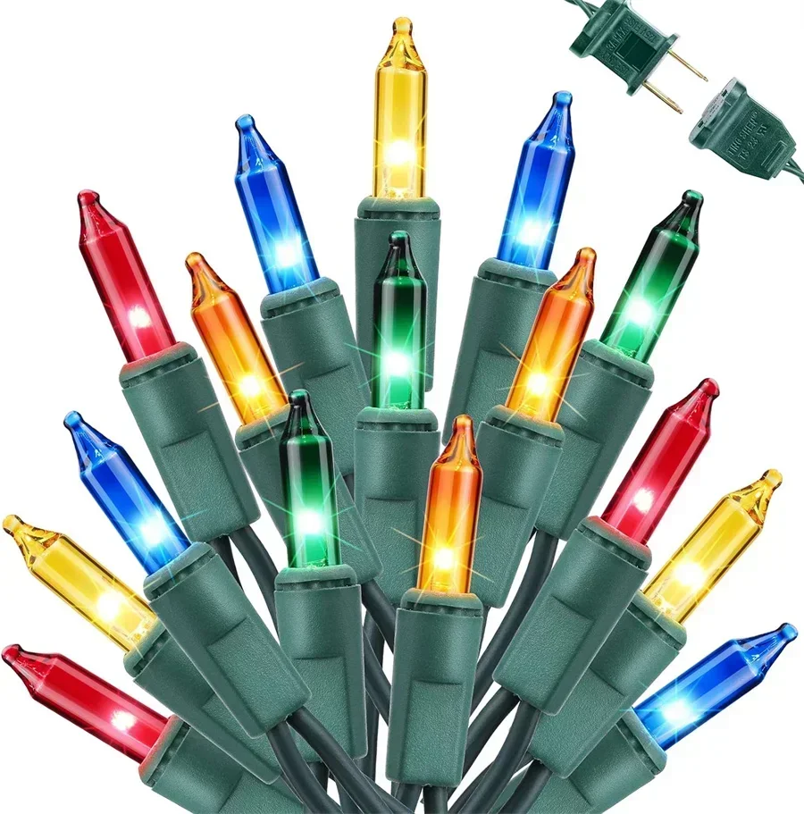 Mini guirnalda de luces navideñas de 7M y 100 unidades, Bombilla incandescente para exteriores, Mini guirnalda de luces para árbol de Navidad, decoración de fiesta