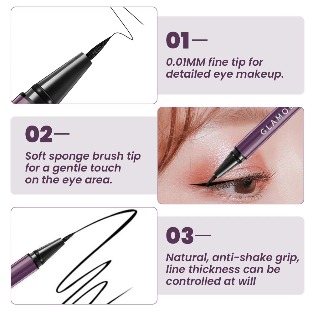 Affascinante penna per Eyeliner sviluppo del colore ad asciugatura rapida Eyeliner Non sbiadito Film veloce che forma estremamente Fine durevole principiante Major