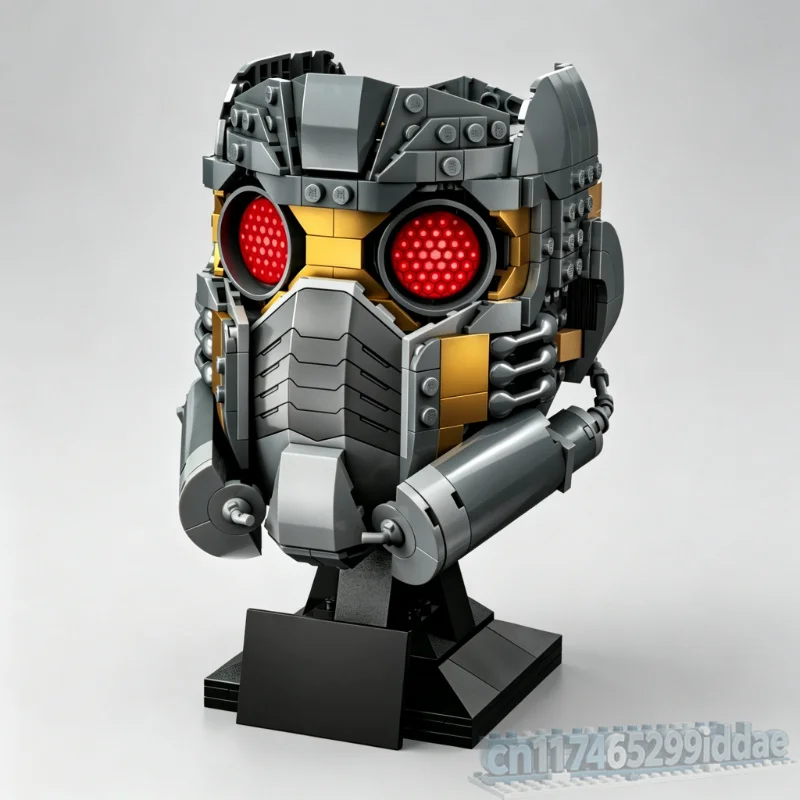 602PCS Futuristic Space Explorer Helmet Building Blocks Mechanical Mask Display Model DIY Assembly Toy Creative Collection Gift