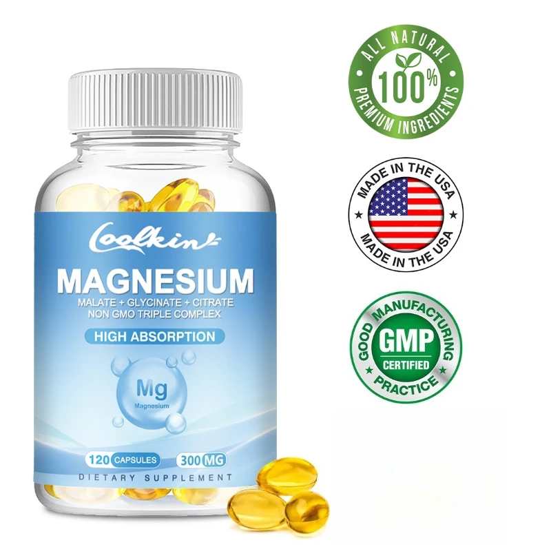 

Triple Magnesium Complex - With Magnesium Glycinate & Malate & Citrate, Supports Sleep, Bones, Heart, and Immune Support