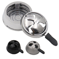 Hookah Shisha Charcoal Holder with Lid Aluminum Tobacco Heater Silver Metal Screen Heat Device Black