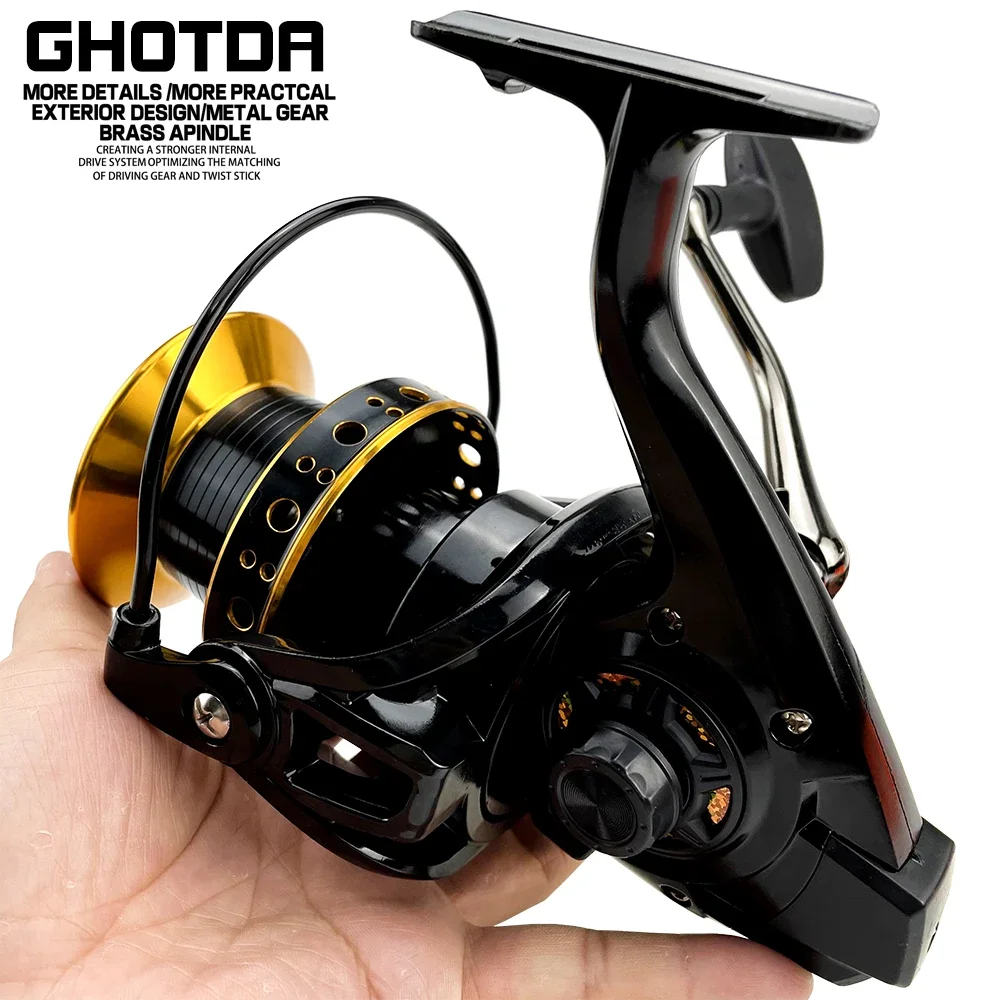 Strong Fishing Reel 20-30KG Max Drag Spinning Reel Peche Metal Spool 9000-12000 12+1BB Bearing Molinete Moulinet Peche En Mer