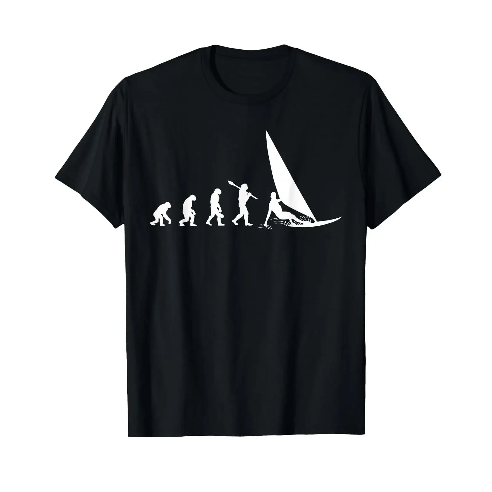 T-shirt humoristique pour windsurfer, motif évolution du windsurfer, vintage, délavé, polyvalent, graphique, décontracté, légèrement streetwear, homme, élégant