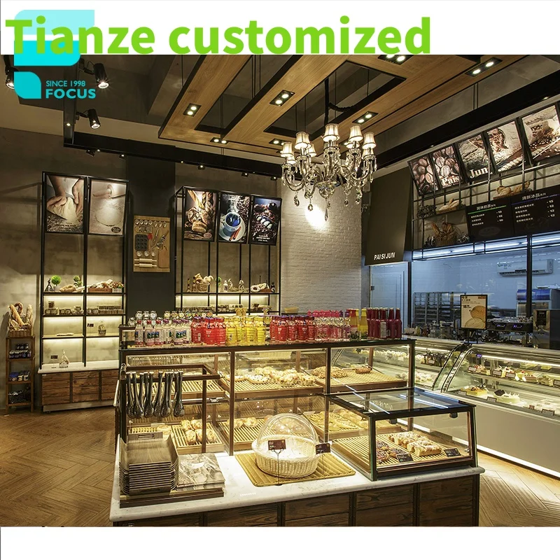 

{customized}3D Bakery Counter Design Bread Showcase Wood Coffee Shop Modern Cafe Cake Furniture