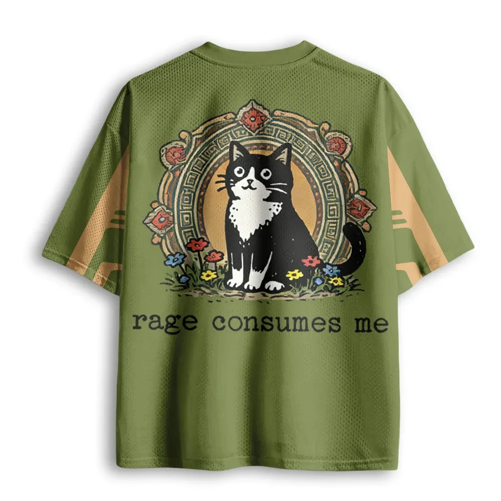 Summer 2026 Fashion Fun Cat Anger Devours Me 3D Printed Quick Drying Breathable T-shirt Casual Loose V-neck T-shirt Large Size
