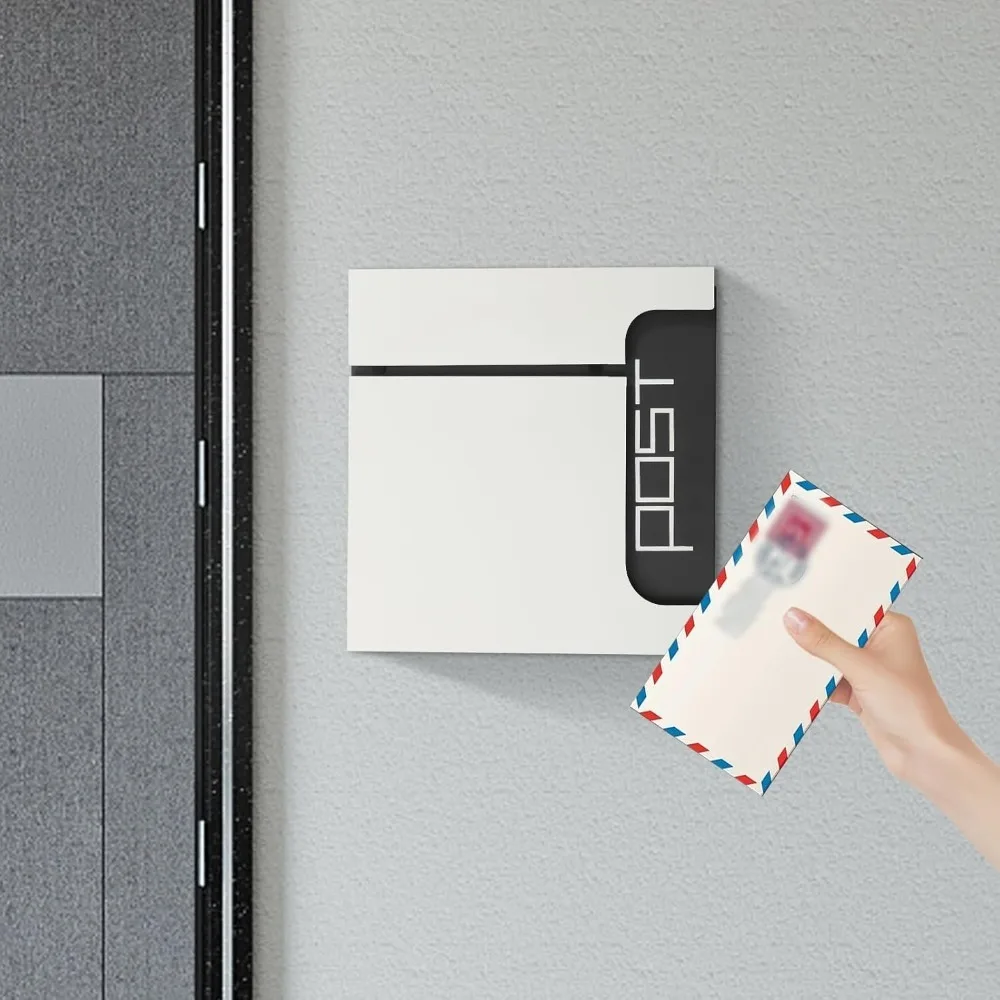 

Wall Mount Mailbox Steel Wall Mounted with Key Lock House for Outside Wall Mount Large Mail Box with Newspaper Compartment