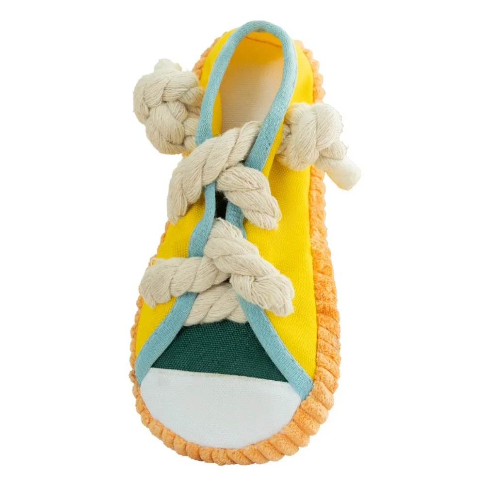 

Chewing Vocalize Pet Cotton Rope Slippers with Cotton Rope Oxford Dog Teeth Grinding Slippers Candy Color Bite Resistant