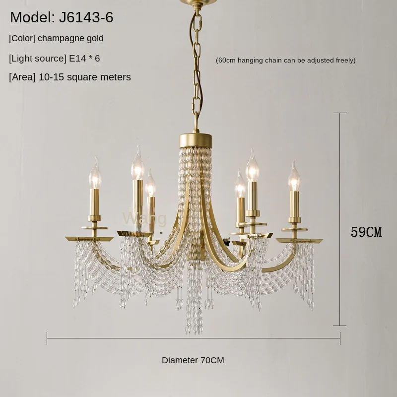 American candle crystal chandelier living room bedroom room French villa restaurant art light luxury style image 5