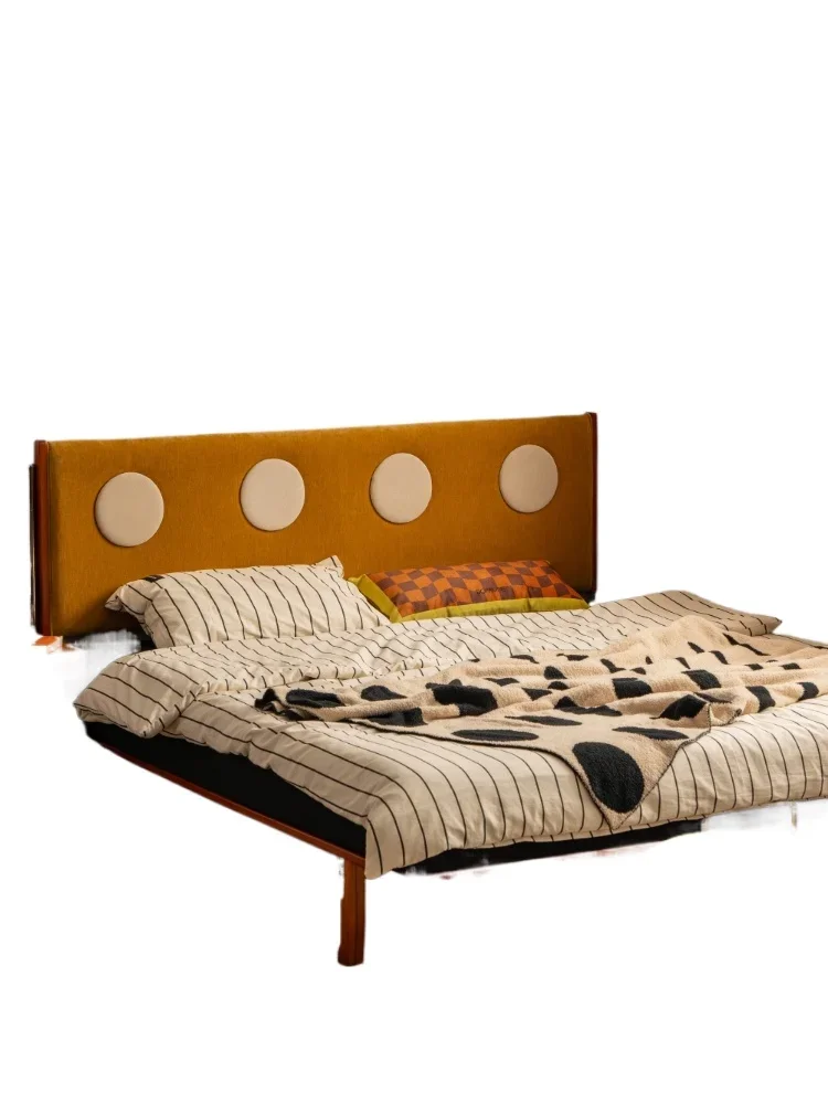 

Flush edge bed Solid wood bed 1.8 meters 1.5 meters Double Medium ancient style simple thin bedside Master bedroom