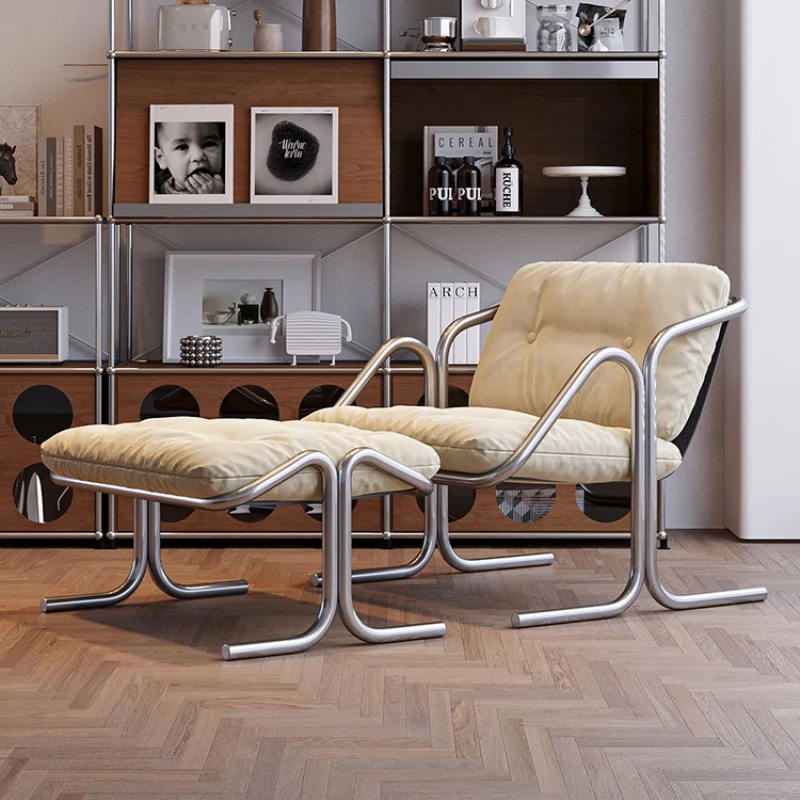 

Casual recliner designer creative special-shaped chair minimalist high-end stainless steel single sofa chair