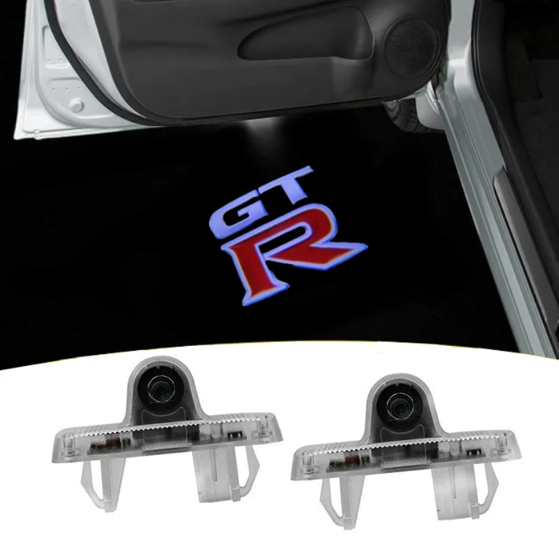 

2PCS LED Car Door Logo Lights Courtesy Laser Projector For Nissan GTR R35 R34 Logo Welcome Warning Lights Car Accessories