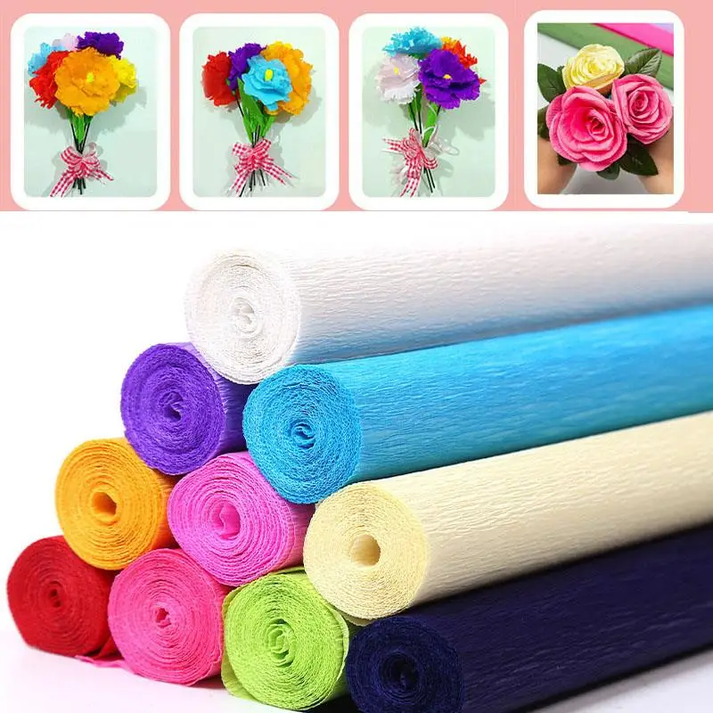 17 Colors 250x50cm Colored Crepe Paper Roll Origami Crinkled Crepe Paper Craft DIY Flowers Decoration Gift Wrapping Paper Craft