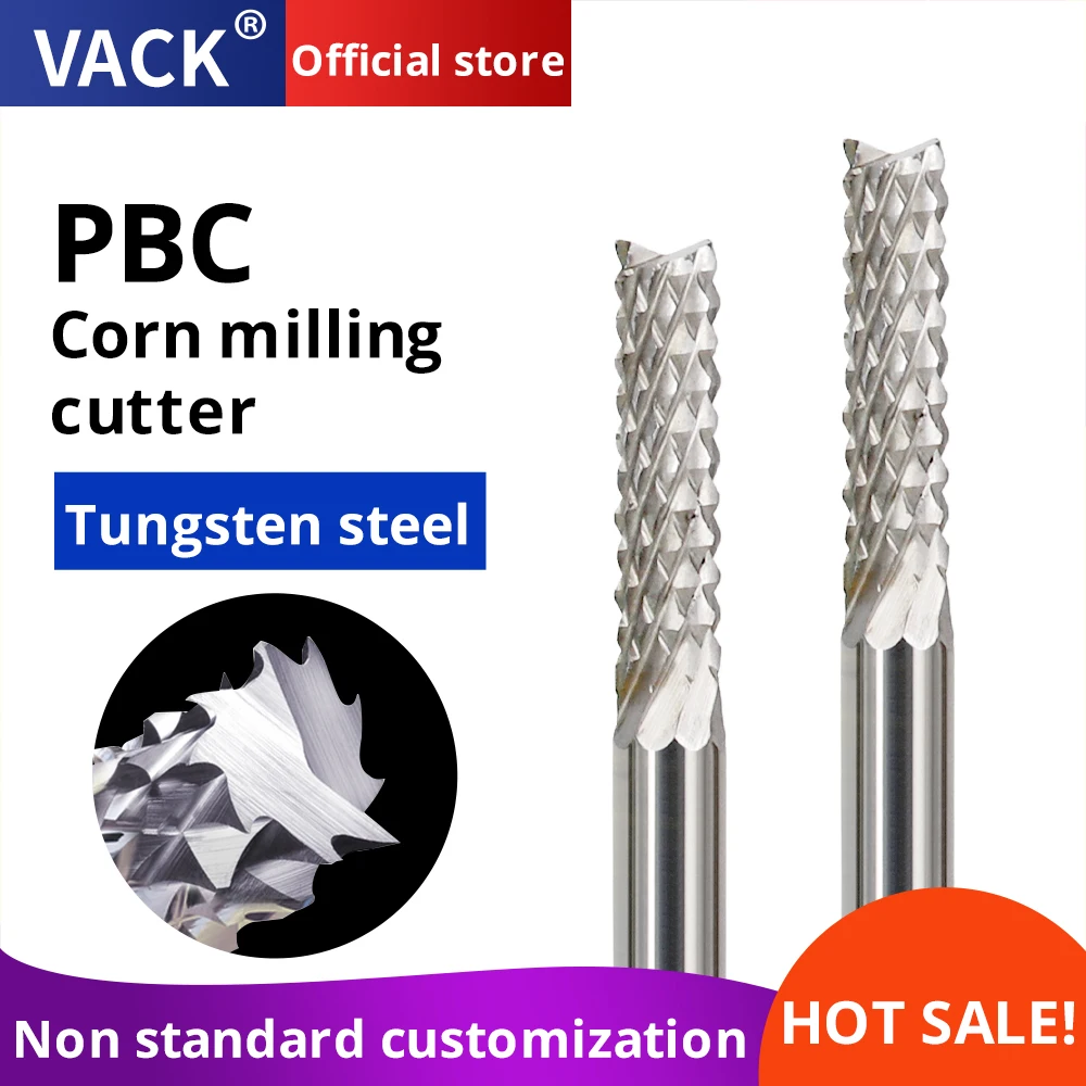 ​VACK Carbide Tungsten Corn Milling Cutter PCB End Mill CNC Router Bits for Circuit Board Acrylic Wood Engraving Machine Cutters