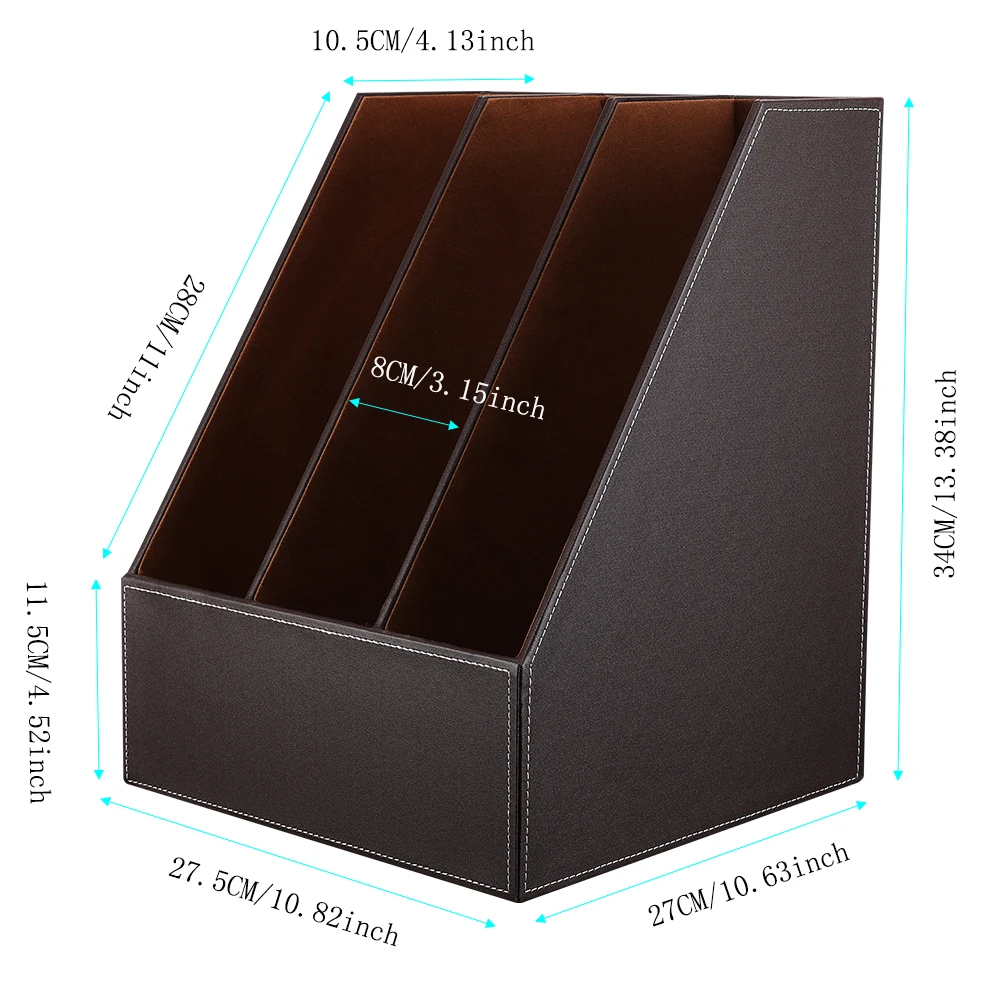 Modern Efficiency, Timeless Style PU Leather Triple Desktop Organizer Office Supplies File Rack Document Holder