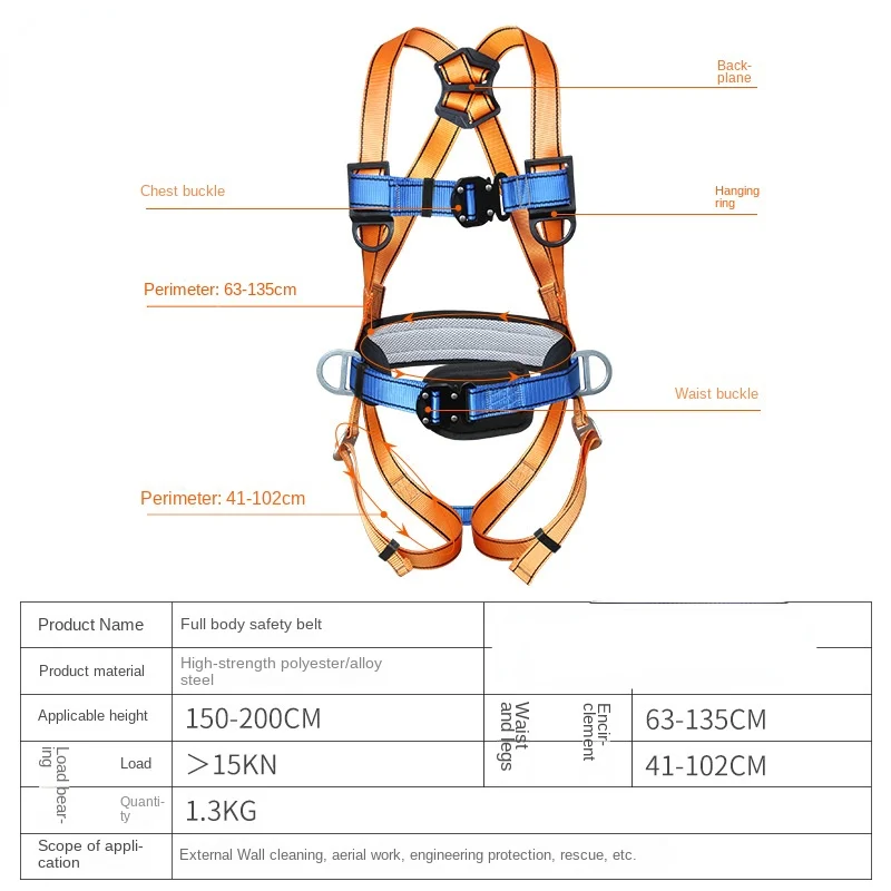 Imagem -02 - Cinto de Segurança de Trabalho de Alta Altitude Corpo Inteiro Cinco Pontos Treinamento de Escalada ao ar Livre Equipamento de Proteção de Construção