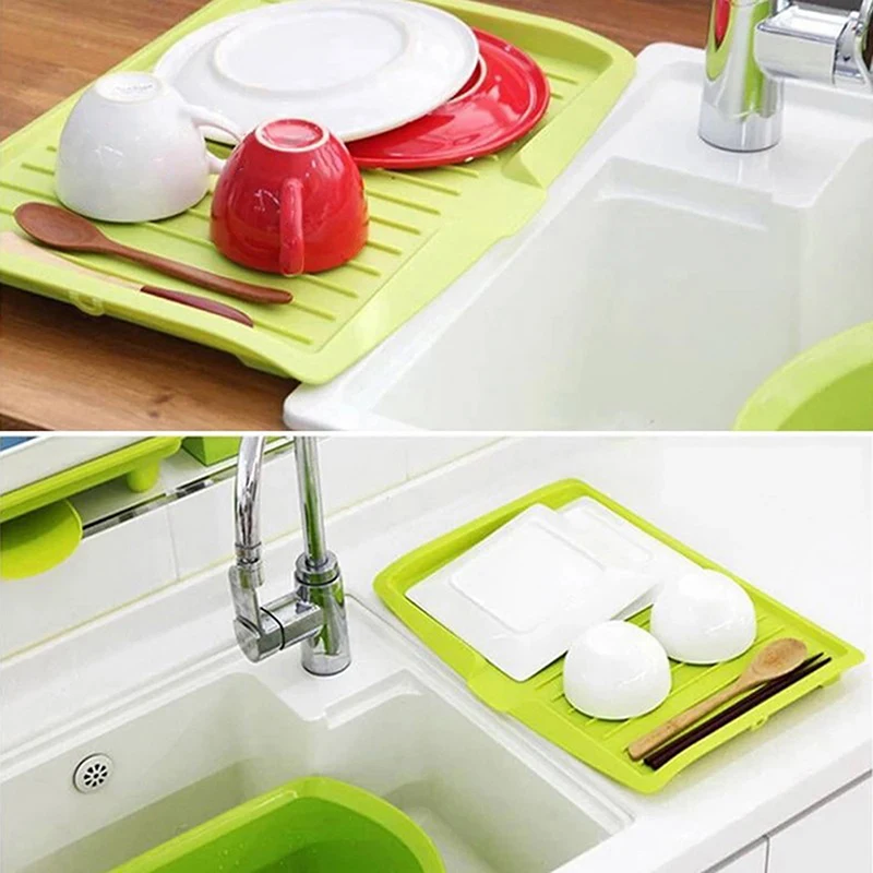 Kitchen Creative Drain Tray Fruit Vegetable Drain Board Rectangular Tableware Storage Shelf Plastic Drainer Dish for Bowl Cup