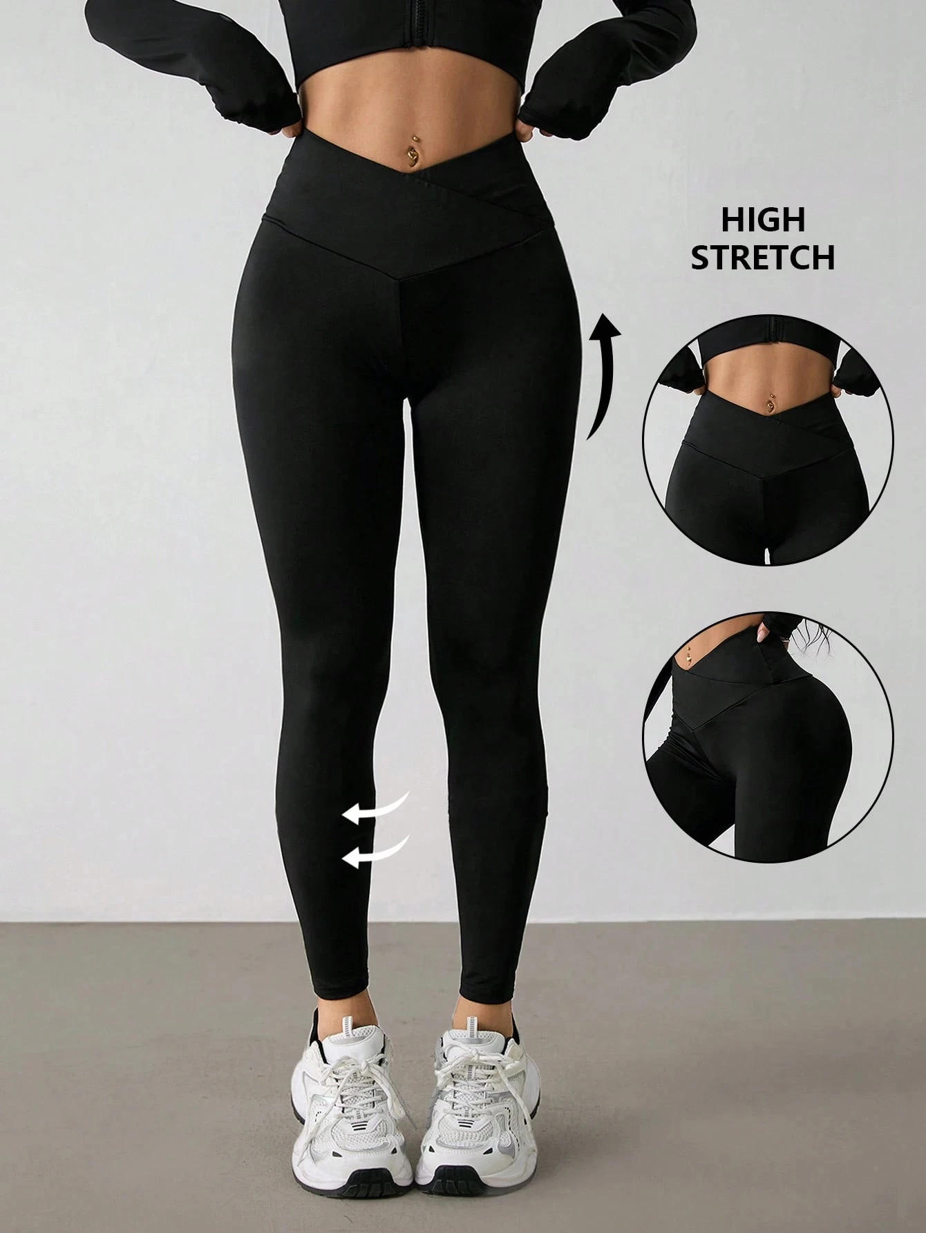 

Женские леггинсы для йоги с высокой талией и перекрестным дизайном, V-образный вырез на талии, эффект подтяжки ягодиц, высокоэластичные, облегающие, для тренировок и занятий в спортзале