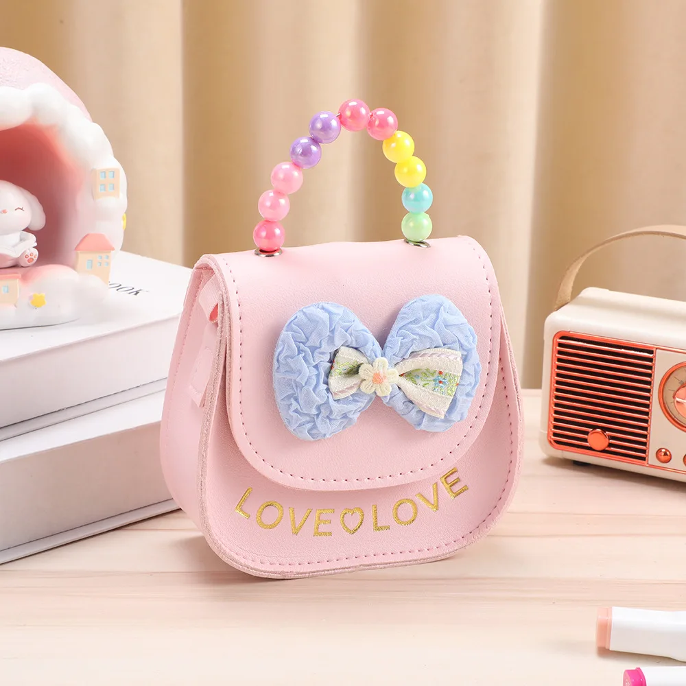Kreative Niedliche Blumen Kinder-Umhängetasche PU-Leder Perlen Kinder-Schultertasche Glänzende Schleife Handtaschen – Detail 19