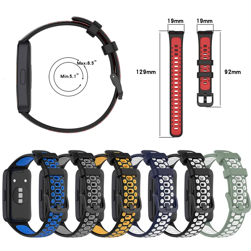 Watch Strap for Huawei Band 8 Watch Accessories Replacement Parts TPU Dual-Color Watchband with Holes