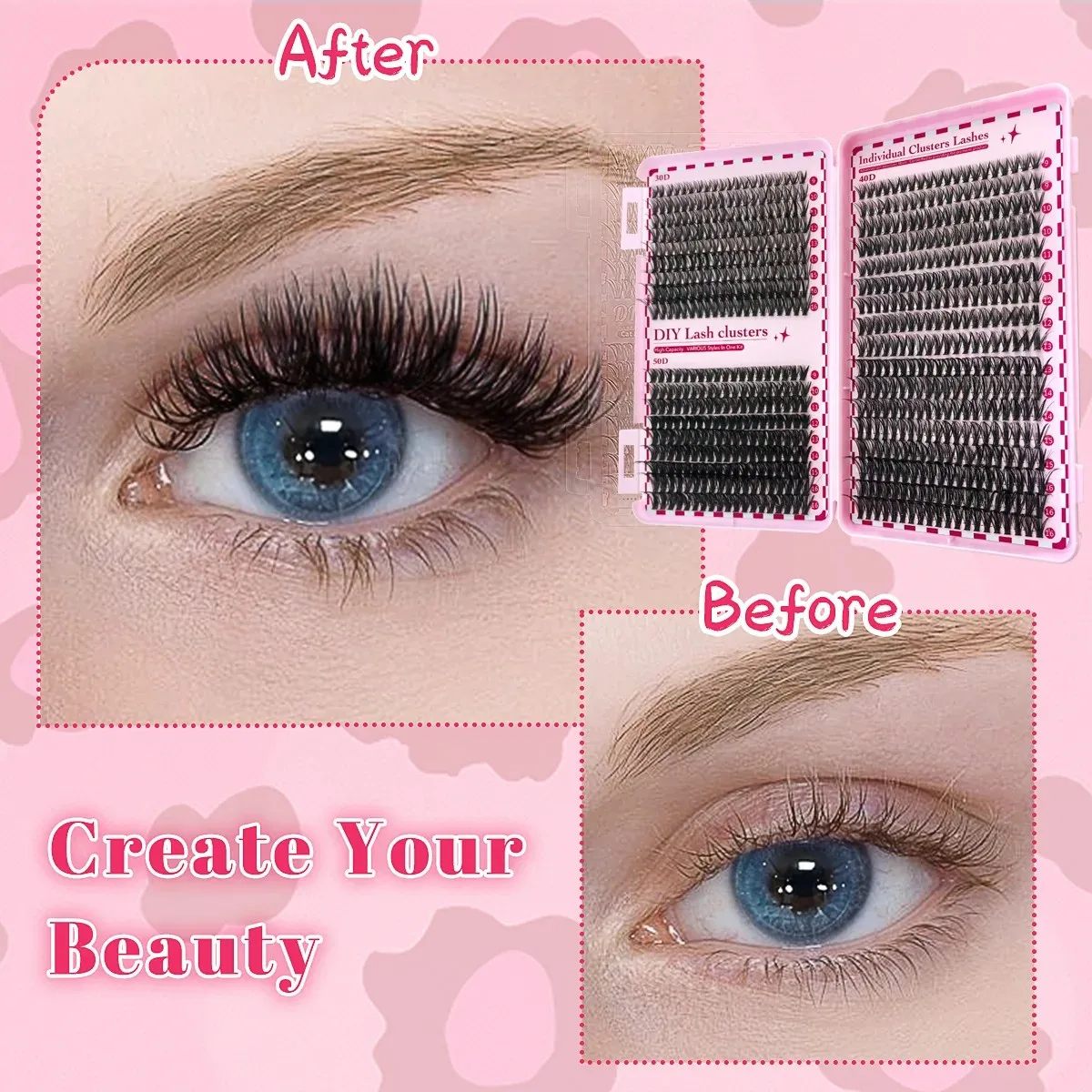 700PCS-30D/40D/50D Mixed Length 9-16mm, D-Curl Holiday Eyelashes for DIY and Various Festive Celebrations
