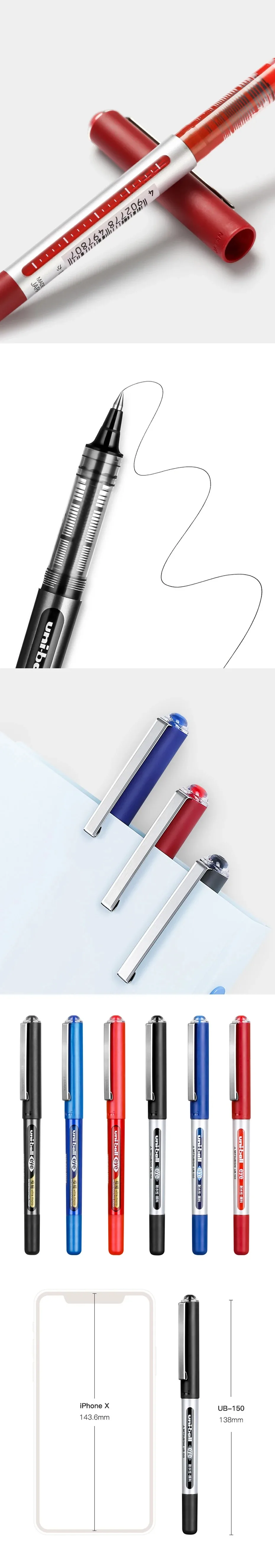 Japan Uni Gel Stifte Gerade Flüssigkeit Kugelschreiber 0,5/0,38mm UB-150 Große Kapazität Schwarz Rot Blau Schule Büro schreibwaren – Detail 2