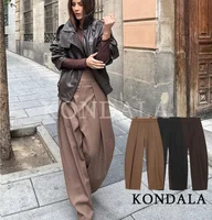 Pantalones Bombachos KONDALA Commute High Street para Mujer, Pantalones Plisados Casuales a la Moda, Primavera Verano 2026, Pantalones Largos Vintage para Oficina