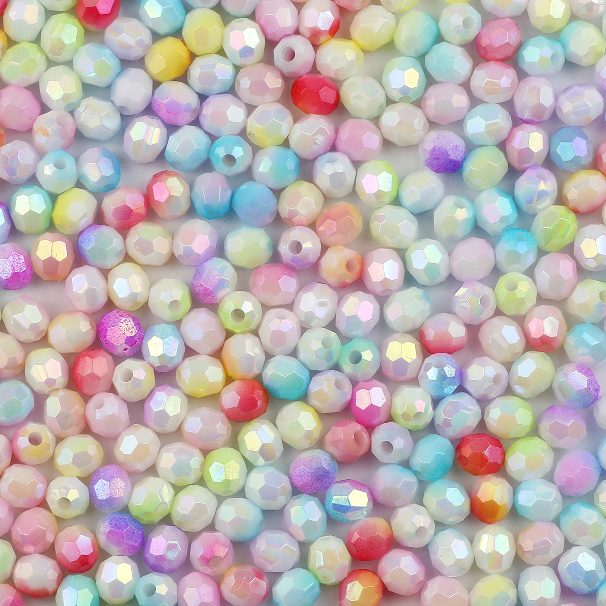 100pcs 8mm Multicolor Gradient Faceted Oval Acrylic Beads For DIY Handmade Bracelet Necklace Earrings Jewelry Making Accessories