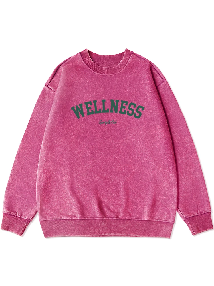 

Wellness Sporty&Rich Creativity Letter Print Distressed Washed Hoodie Women Autumn Loose Casual Sweatshirt Simple Crewneck Tops