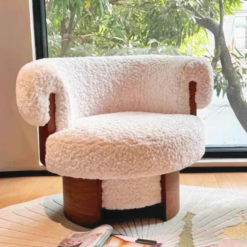 

Retro cream wind rotating single sofa chair designer extremely medieval bedroom leisure living room lazy