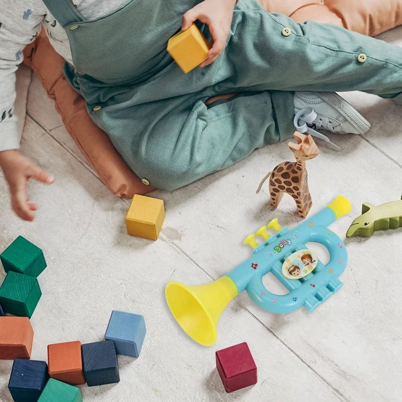 Trompent soufflante colorée pour enfants, jouet musical, motif de document aléatoire