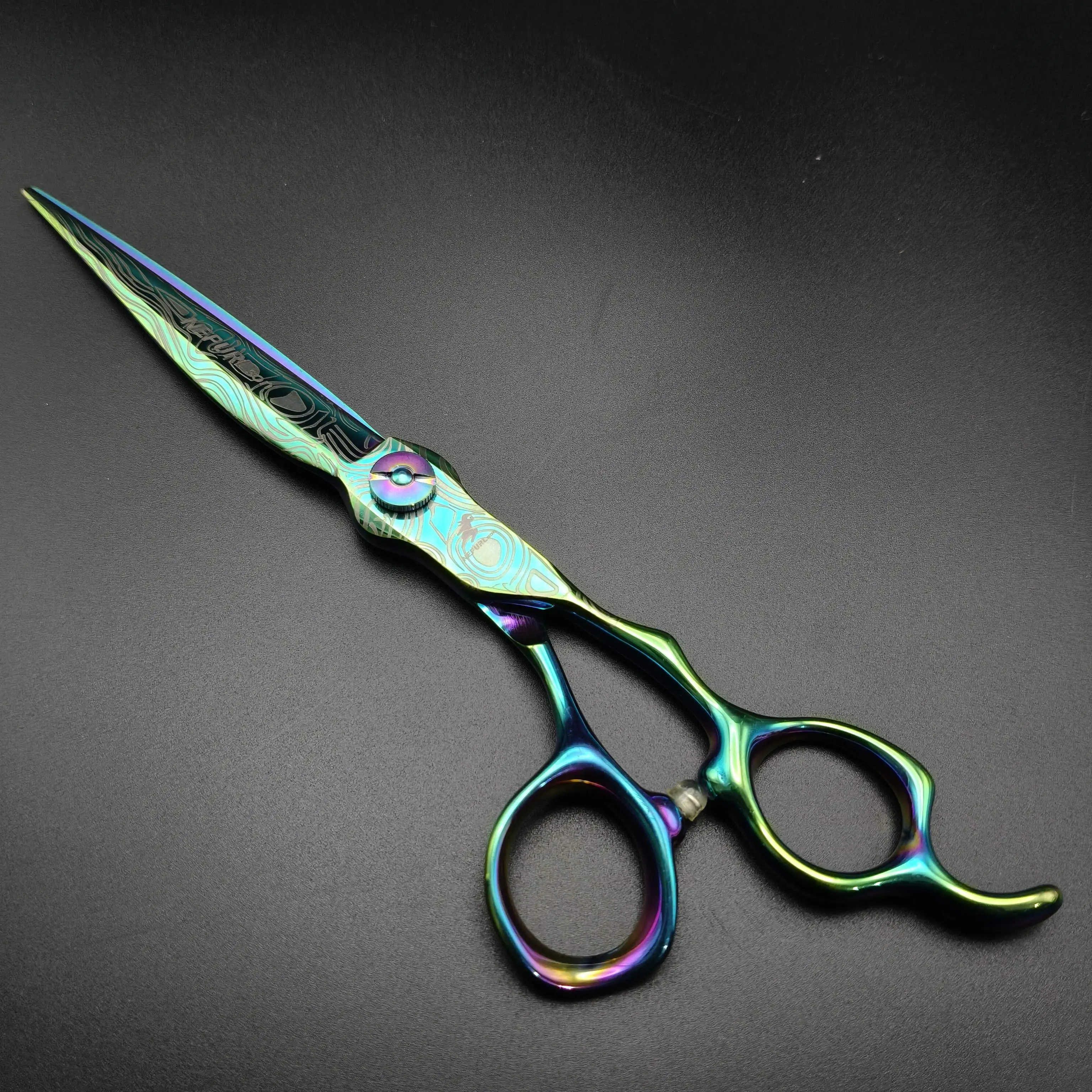 Freelander 6,0-Zoll Professionelle Friseurschere aus 440C Edelstahl mit Damaszener-Muster, Dünne Schere für Friseursalons – Detail 12