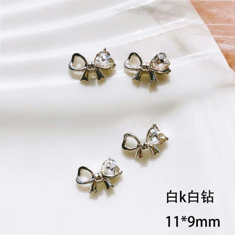 10pcs/lot 2023 New Hollow Heart Bow Ornament Ins Style Nail Enhancement Japanese Simple Nail Decoration