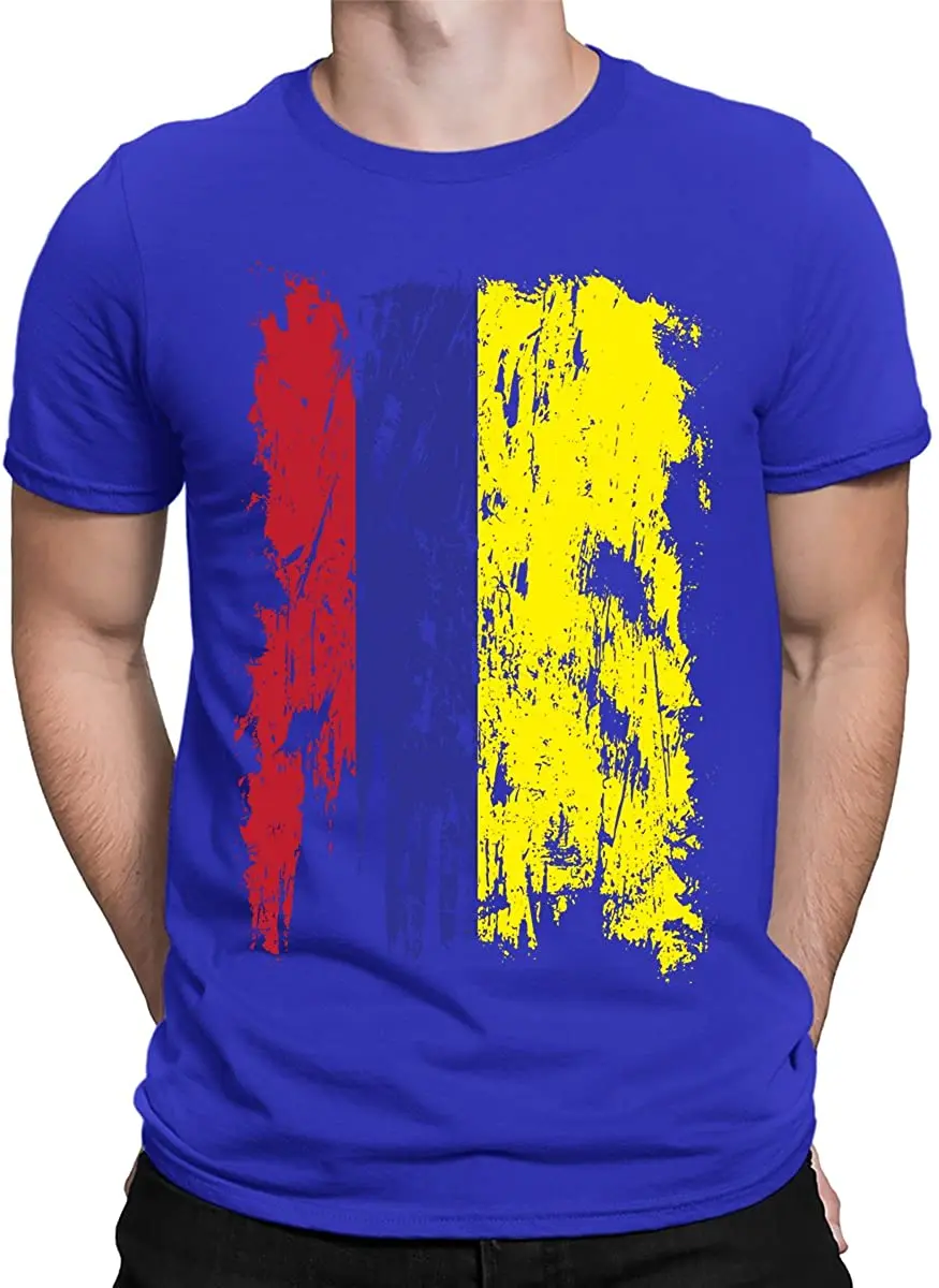 Distressed Colombia Flag Men's T-Shirt Short  Casual 100% Cotton Shirts Size S-3XL