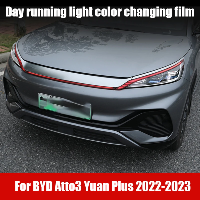 For BYD Atto3 Yuan Plus 2022 2023 Day running light color changing film Car light film Tail light smoked black protective film