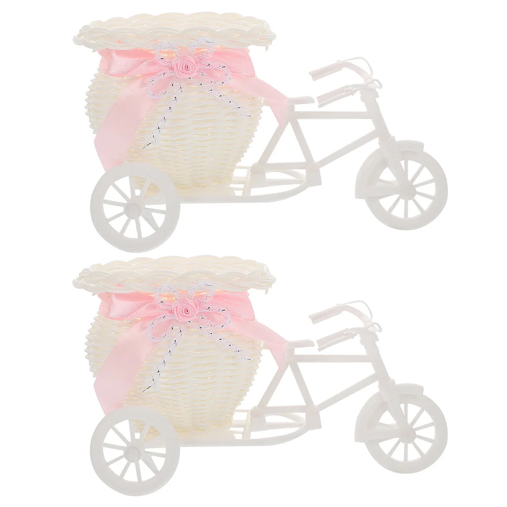 2Pcs False Rattan Weaving Flowerpot Multi Functional Decorative Flower Car Storage Basket Home Wedding Office Decoration