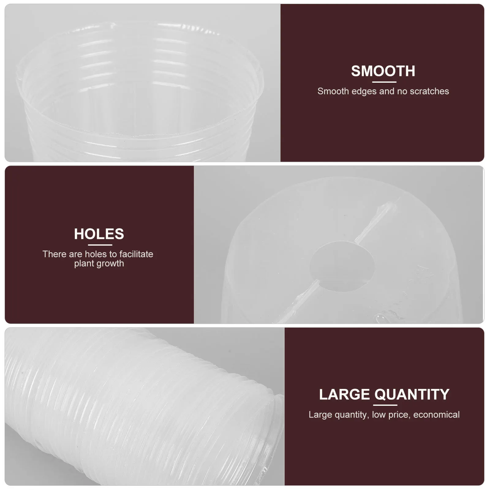 

36Pcs Nursery Planting Cups Durable Transparent Plastic Seed Starter Pots Suitable for Orchids Succulents African Violets