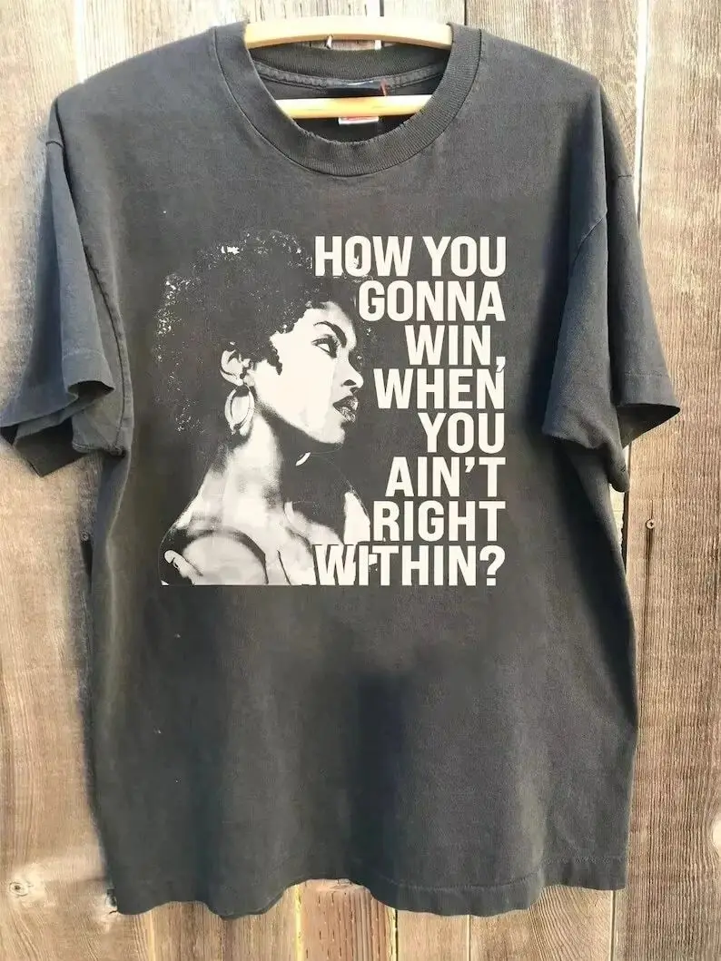 Hip-Hop Oversized T-Shirt Vintage Y2k Streetwear Lauryn Hill Musik-Shirt Lauryn Grafik-T-Shirt mit Anthrazit-Print Lässiges Oberteil Unisex – Detail 4