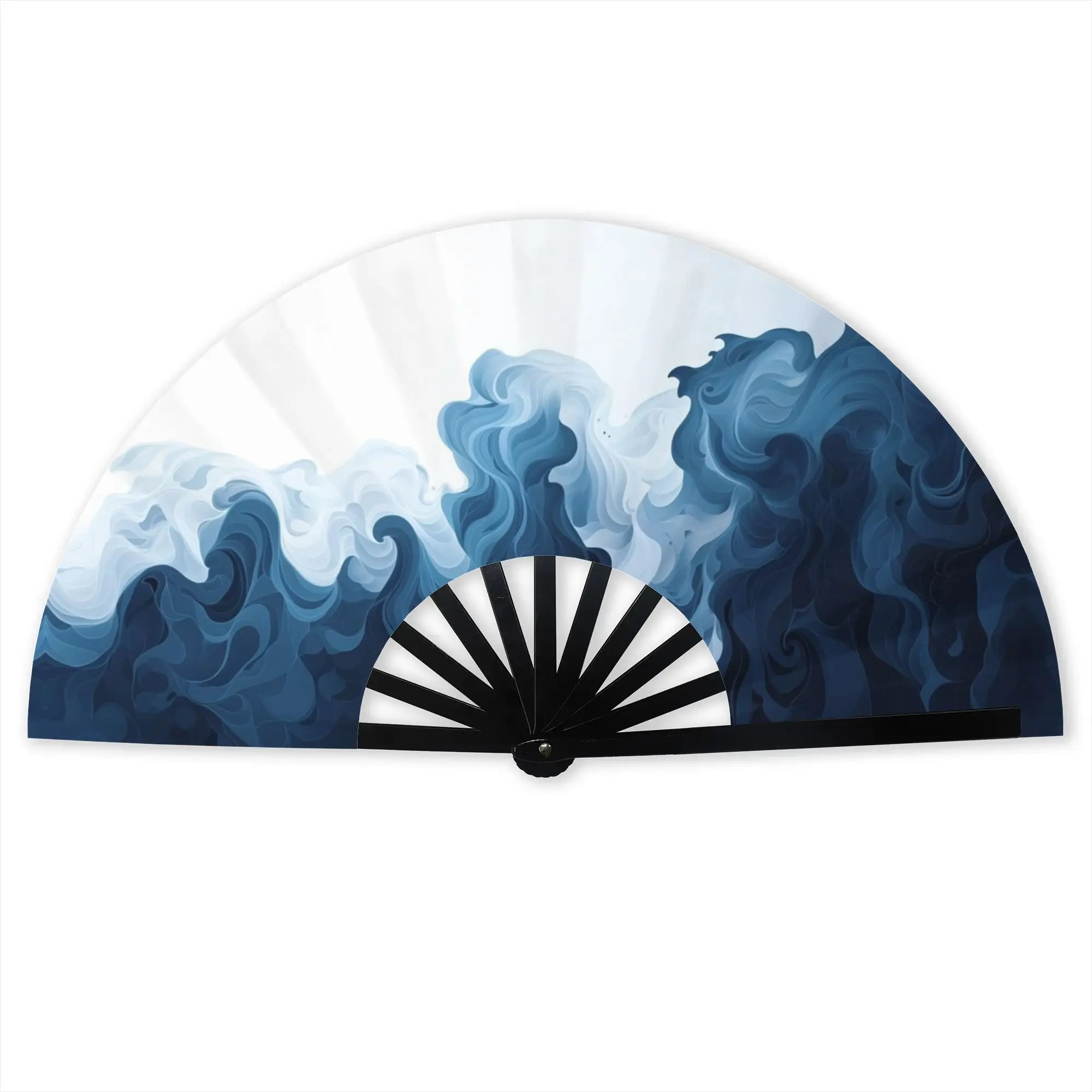 Customized Tie Dye Portable Pocket Fan Outdoor  Polyester Folding Fan Chinese Dance Handheld Cooling Fans