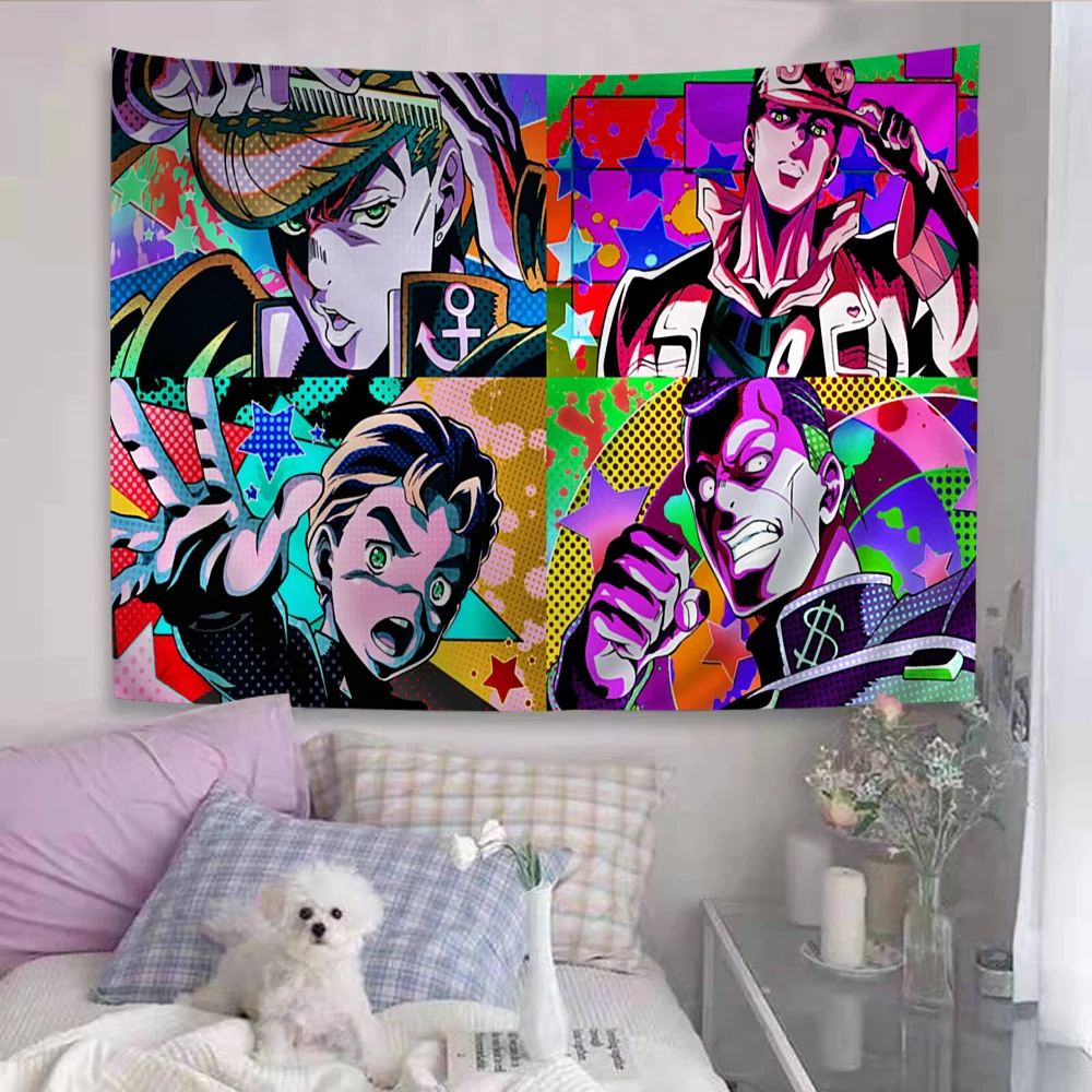 

JoJo Bizarre Tapestry Anime Tapestry Hanging Tarot Hippie Wall Rugs Dorm Wall Hanging Sheets