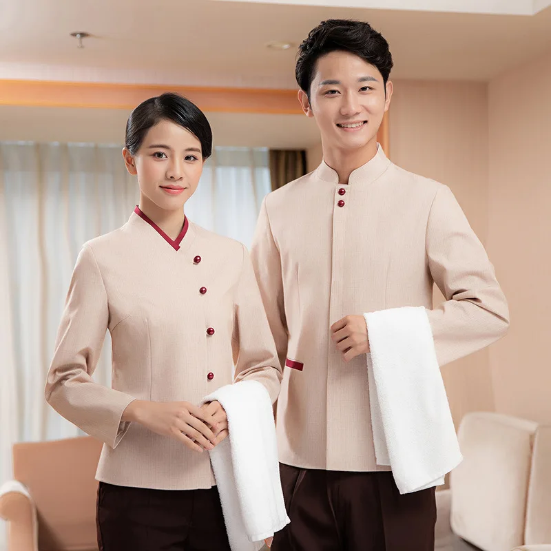 Wholesale Supply Work Autumn Clothes Linen Thickened Hotel Room Attendant Uniform Property Large Size Clothing