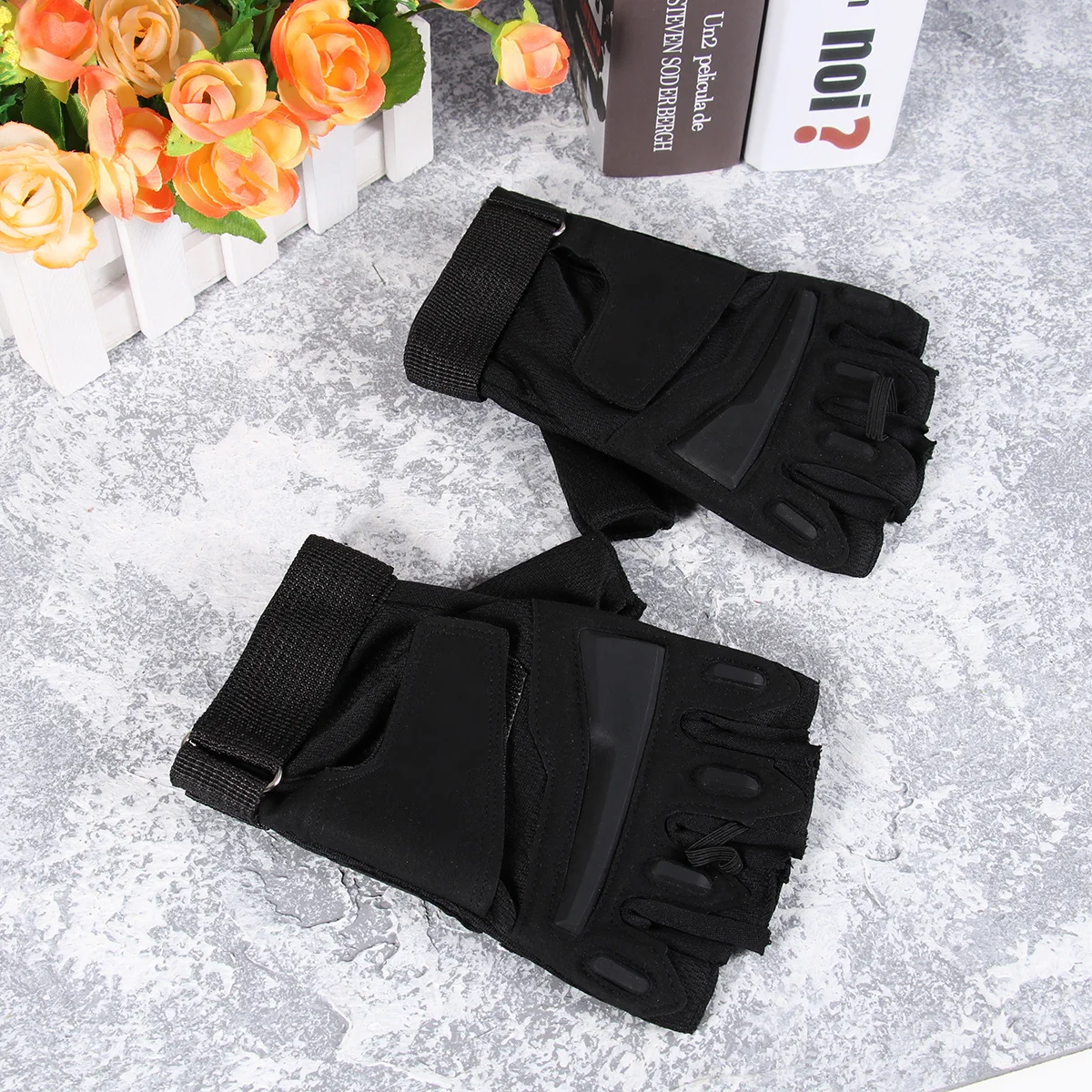 Half Finger Cycling Gloves Black L Shockproof Breathable Anti Slip Bike Gloves for Men Women Summer Outdoor Sports