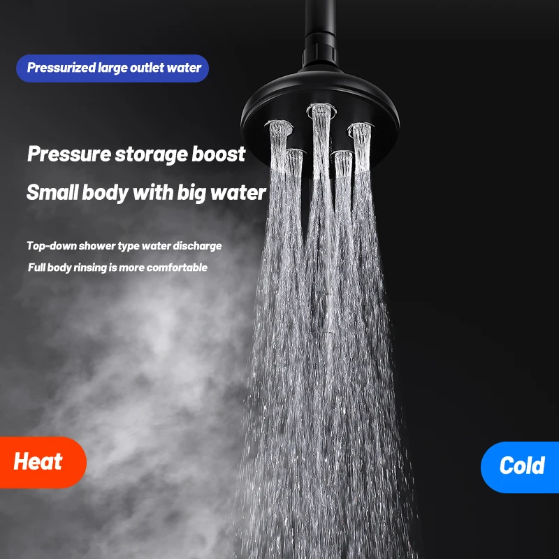 NEW Black High Pressure Mini Rainshower Magic Water Flow Rainfall Shower Head Water- saving Bathroom Accessories Showerhead