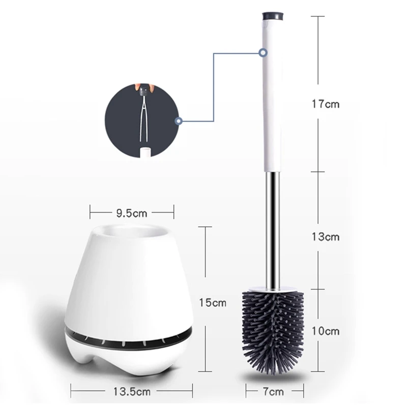 Набор щеток для унитаза и держателей Белая щетка для унитаза Силиконовая щетина Набор щеток для чистки ванной комнаты с пинцетом и ручкой