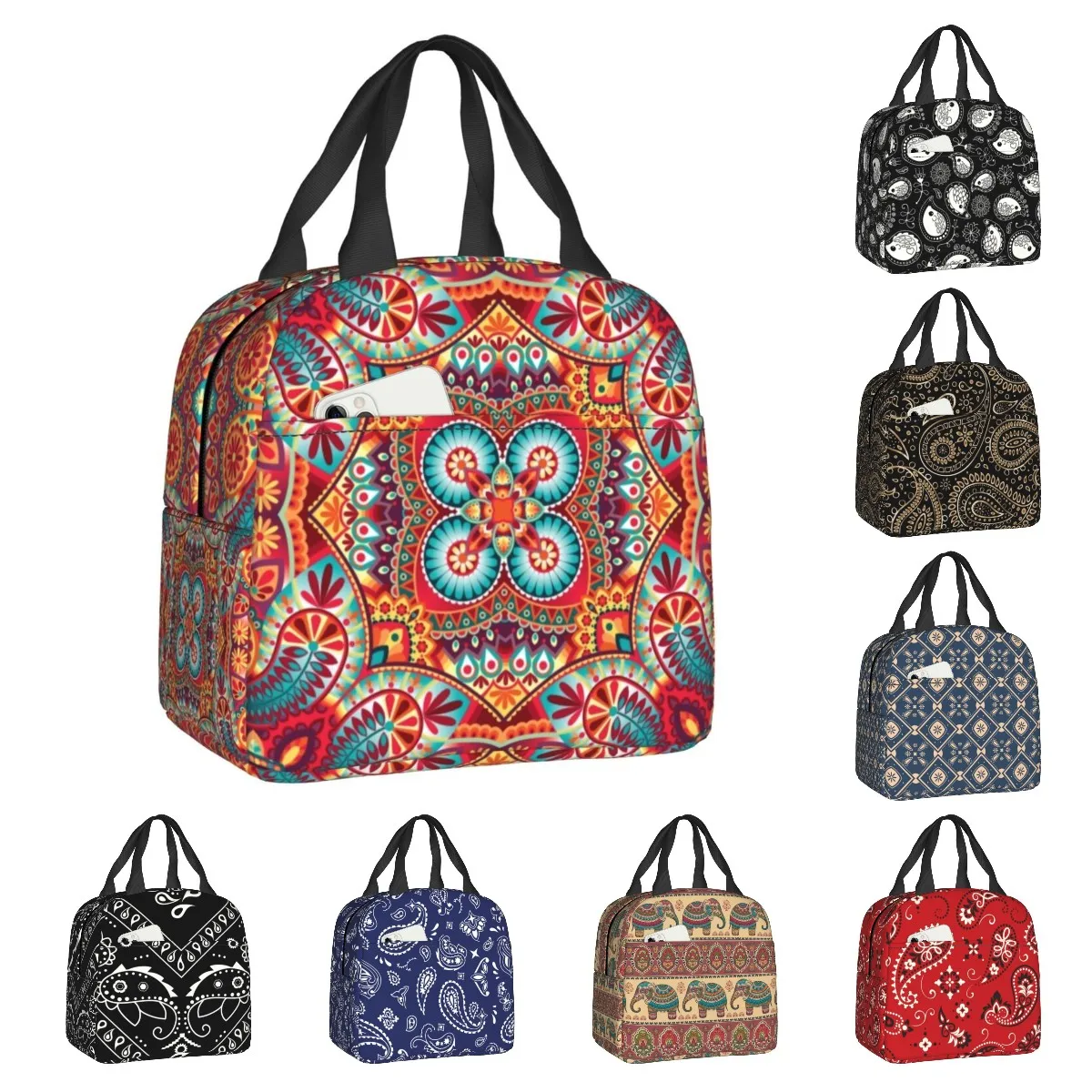 

Custom Vintage Paisley Oriental Kerchief Lunch Bag Women Thermal Cooler Insulated Lunch Box for Adult Office