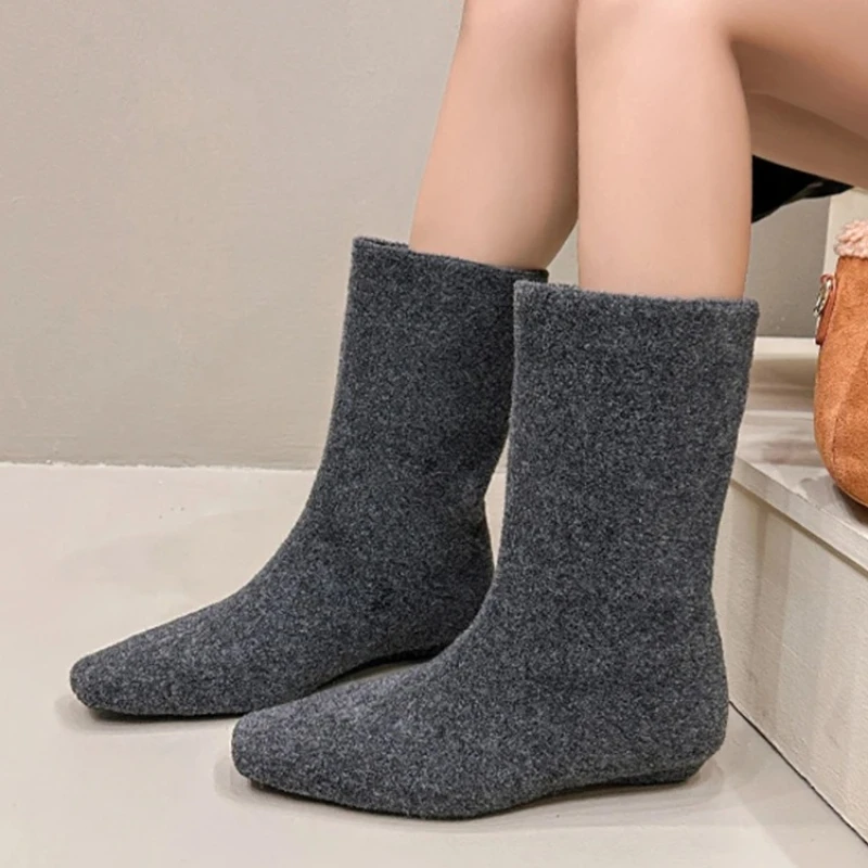 

Mid Calf Women's Boots Flats Fashion Casual Shoes 2025 New Trend Comfort Winter Woman Boots Goth Fashion Dress Warm Mujer Botas