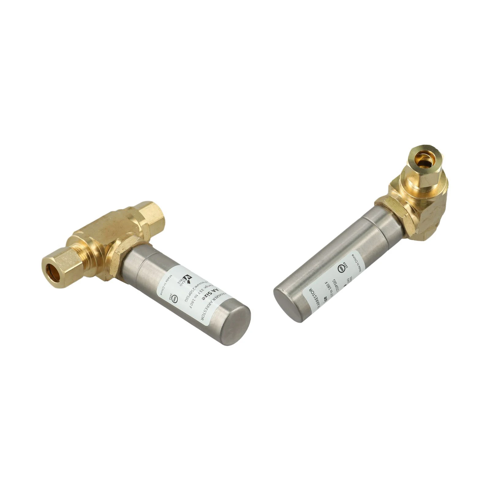 2Pcs Brass Water Hammer Arrestor 3/8 Inch For Sink Plumbing Noise Reduction Fitting Adapter For Residential Pipe System Gold