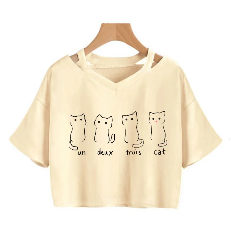 

Streetwear Funny Cat T Shirt Crop Top Women Shirt Cropped Graphic Ulzzang T-shirt 90s Tshirt Top Tee Female Gothic